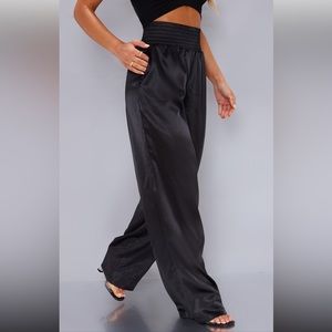 NWT PLT High Waist Satin Wide Leg Pants